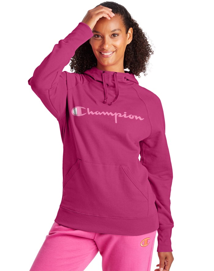 Champion Hoodie Dames - Roze - Powerblend Fleece Script Logo ( 265874-BWC )